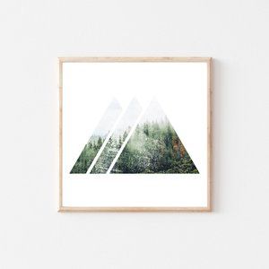 Unframed 12x12 minimalist forest wall art print